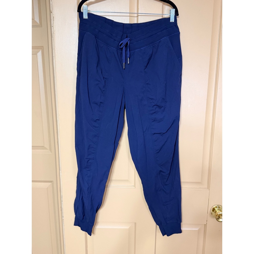 Lululemon Beyond the Studio Jogger Navy Blue Ruched High Rise Pants Sz 10